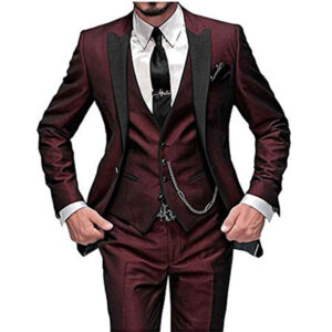 Men's Clothing New Men's Three Piece Suit Suit Black Lapel Color Matching Suit Banquet Party Suit Groom Best Man Suit - He...