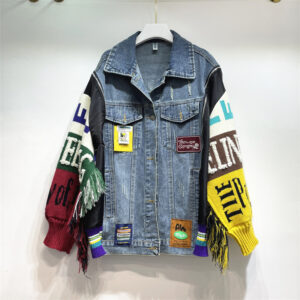 Women's Clothing Autumn Loose Tassel Fashionable Heavy Embroidery Splicing Denim Jacket Tops - Damenbekleidung