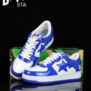 A BATHING-APE Classic Lacquer Leather Splicing Fashion Board Shoes Air Force No.1 Board Shoes Men And Women 22 Color Optio...