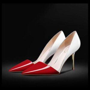 32-45 size one-woman color blocking pointed high heels, shallow cut 2024 new season temperament slim heel shoes, women's -...