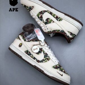 Nk-Dunk Low Bape-Ape Head Collaboration - Camouflage White Hook High End Customized Low Cut Casual Board Shoes - Schuhe