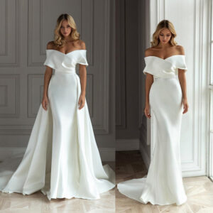 Women's Clothing fairy evening dress 2024 one shoulder slimming temperament slim sexy white tailed evening dress - Damenbe...
