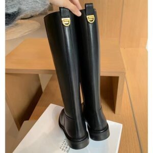 Hot Selg High-end Minimalist Round Toe Low Heel Side Zipper Fashionable Women's Exquisite High-quality Long Leg Knight - S...