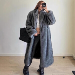 Eco-Friendly Faux Fur Coat – Women’s Fashionable Fox & Raccoon Style Winter Jacket, Office-Ready Outerwear (S-L) - Damenbe...