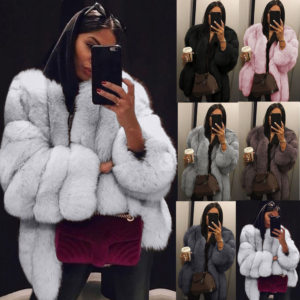 Women's Faux Fur Coat Faux Fox Fur Mid-Length Splicing Artificial Fur - Damenbekleidung | Technik & Gadgets