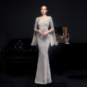Women's Clothing Sequined Long Banquet Slim Fishtail Elegant Lady Party Annual Meeting Host Evening Dress - Damenbekleidung