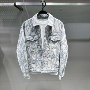 Men's Clothing Spring New Jacquard Denim Jacket Fashion Embroidery Men's Loose Jacket Lapel Coat Trend B2bje1111 - Herrenb...