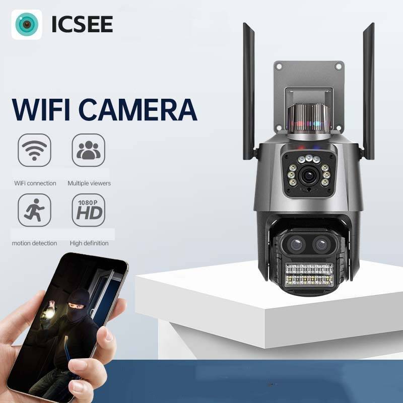 XiongMai Dual-Lens 9MP PTZ Security Camera - 360° Outdoor WiFi Monitoring, ICSEE Cloud Support, Night Vision - Waschen &...