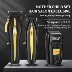 Professional Barber Clipper – Digital Display Cordless Hair Trimmer With Titanium Blades & Gradient Fading (Black/White/Gu...