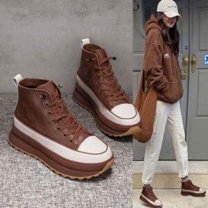 Genuine Leather Martin Women s Platform Shoes New Style Versatile Slimming Short Boots - Schuhe | Technik & Gadgets