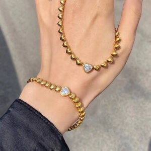 925 Silver Gold Plated Heart Shaped Bracelet Fashionable And Versatile Temperament Light Luxury Style Design - Geschenke