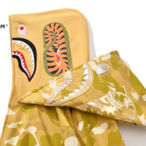 A BATHING APE ABC CAMO High Quality Pure Cotton Version Wealthy Golden Shark Head Double Hat SHARK FULL ZIP HOODIE MENS AN...