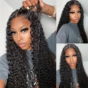 Brazilian Curly Human Hair Wig Glueless Transparent Lace Water Wave 150% 180% Density - Haircare Products