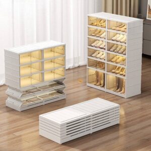 Home & Garden Free Installation Folding Shoe Cabinet Four Door Integrated Shoe Storage Box Transparent Shoe Rack Home Door...