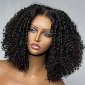 Pixie Curls Raw Human Hair Super Double Drawn Glueless Wig 13x4 Lace Transparent Lace Frontal Human Hair Wigs - Haircare P...