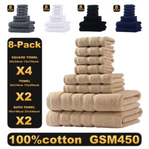 8-Piece Luxury Hotel Cotton Towel Set - Premium 100% Cotton Bath & Face Towels For 5-Star Hotels & Spas​​ - Waschen & Rein...
