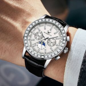 Transcendent Master Collection 2025 Men's Mechanical Watch - Multifunction Black Leather Strap, 30M Waterproof, Luminous, ...