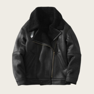 Men's Faux Leather Biker Jacket – Fleece Lined Winter Coat With Asymmetric Zipper (Sizes M-5XL, Black)​ - Herrenbekleidung
