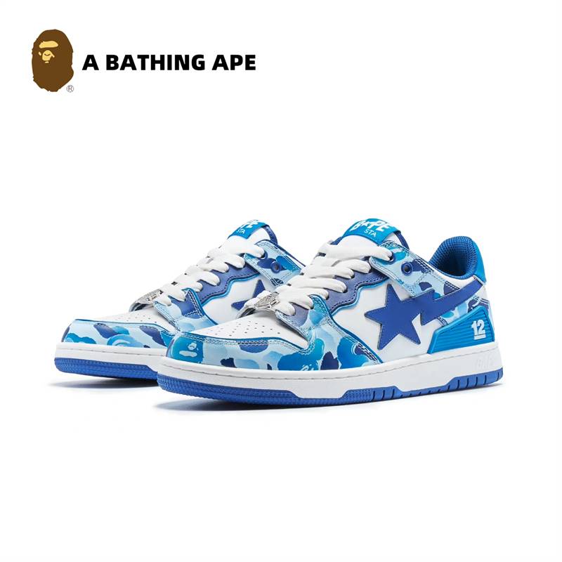 A BATHING-APE Bape-STA SK8 DUNK NO.93 Classic Low Help Flash Star Contrast Fashion Board Shoes Casual Skateboarding Shoes ...
