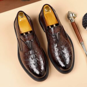 New Fashion Men's Brown Business Casual Loafer Shoes Daily Office Black Buckle Monk Men's Shoes One Foot Cover Banquet Dre...