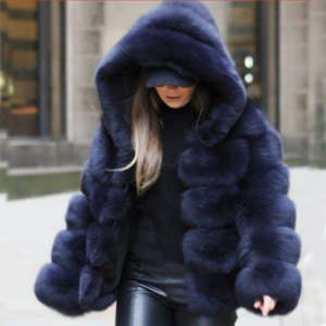 Women's Fashion Imitation Fox Fur Hooded Women's Coat Long Long Sleeve Cardigan - Damenbekleidung | Technik & Gadgets