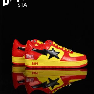 A BATHING-APE Classic Marvel-Lacquer Leather Splicing Fashion Board Shoes Air Force No.1 Board Shoes Unisex - Schuhe