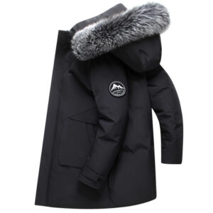 Down jacket men's mid-length 2024new hooded large fur collar fashionable winter thickened men's jacket trendy men - Herren...