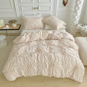 3pcs Sets 3d Textured Duvet Cover Set Solid Color Luxury Bedding With Button Closure Wrinkle Resistant Pillowcases - Wasch...