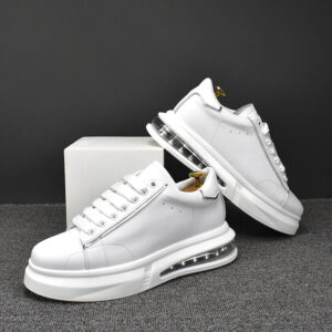 Spring and Autumn Men's new casual low-top cowhide multi-functional high white shoes trend plate - Schuhe