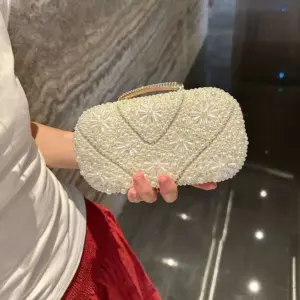 Designer Bags Handmade Evening Chain Shoulder Full Beaded Clutch Ladies Artificial Pearls Handbag For Wedding Party Bag - ...