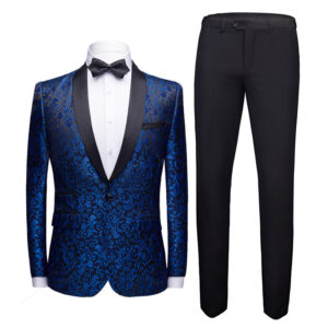 Men's Foreign Trade Large Size Men's Floral Suit Pants Suit Slim Wedding Groom Dress Banquet Stage Outfit Men - Herrenbekl...