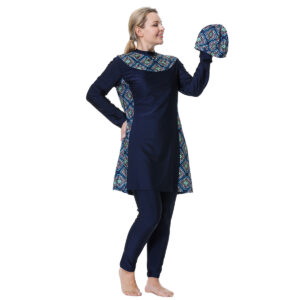 Muslim Swimwear Loose Large Size Obese Woman Conservative Swimsuit Muslim Hot Spring With Hat Print Swimsuit Set - Andere ...