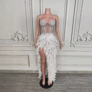 Women's Clothing Elegant Swan Feather Ball Gown Strapless Empire Waist Prom Dress For Birthday Party, Gala, Evening Event ...