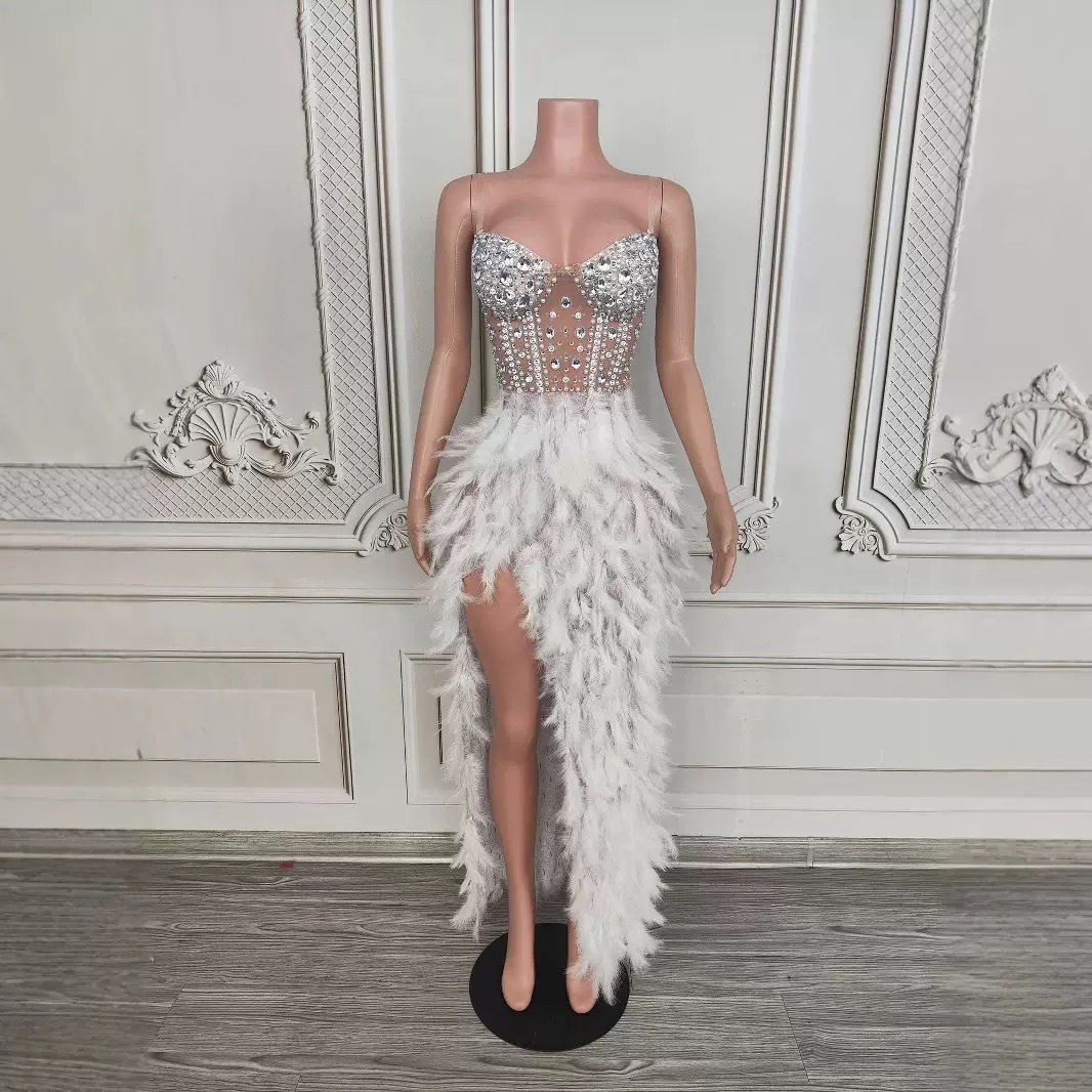 Women's Clothing Elegant Swan Feather Ball Gown Strapless Empire Waist Prom Dress For Birthday Party, Gala, Evening Event ...