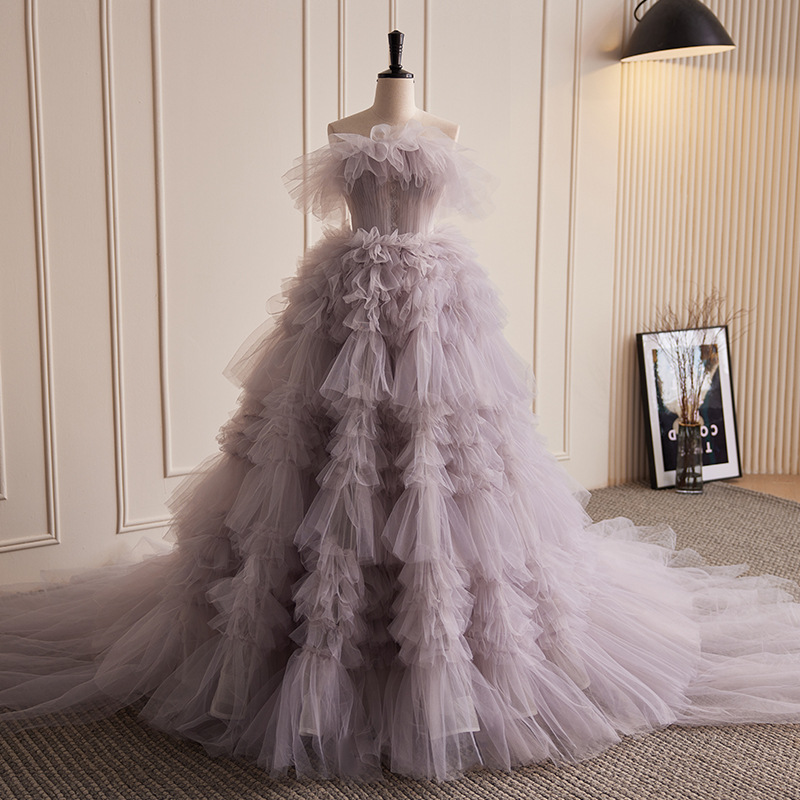 Women's Clothing wedding dress banquet cake skirt trailing lady tube top evening dress skirt female high end light luxury ...