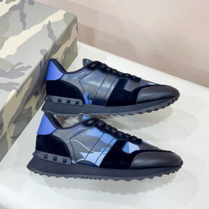 V Home Camouflage Sports Shoes Men's High Edition Riveted Thick Bottom Leather Fashion Casual Lace Color Blocked Trend - S...