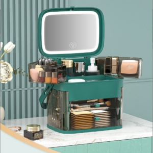 Cosmetics Storage Box Dustproof Skin Care Products Large Capacity Desktop LED With Mirror Jewelry Integrated Storage Rack ...