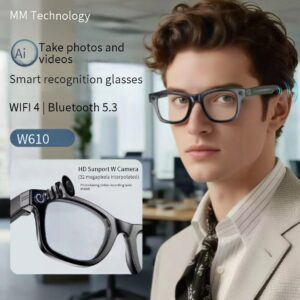 W610 Smart Glasses With AI Voice Assistant, 8MP Camera, Bluetooth Calling, Music Playback & Real-Time Translation - Computer