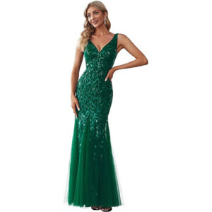 Women's Clothing Evening Dress V-neck Tulle Embroidered Sequins Sexy Mermaid Ball Gown Ladies Dress Skirt - Damenbekleidung