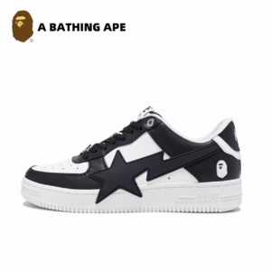 A BATHING APE Bape-STA OS Classic Lacquer Leather Double Splicing Trendy Fashion Board Shoes Air Force No.1 Board Shoes Me...