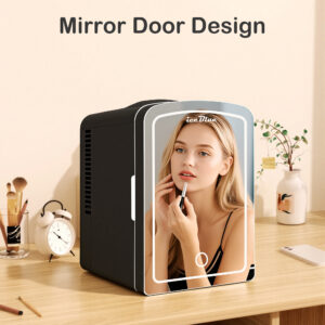 iceBlue 4-Liter Portable Mini Fridge For IceBlue Skincare With Mirrored Door And Dimmable LED Light - Kochen
