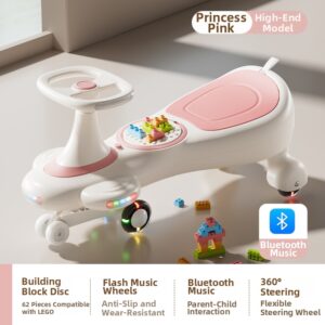 Children's Scooter Toy Car for Ages 3-12 Anti-Tipping Silent Wheels Musical Rocking Feature Suitable for Adults Unisex Pla...