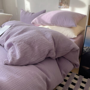 skin-friendly Soft Milk Tea Color Double Yarn Duvet Cover, Washed Cotton Four-piece Set, Bed Sheet Set Of Three - Waschen ...