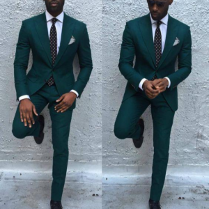 Men's Clothing 2024 New Men's Green Business Casual Suit Men's Two-Piece Groomsman Wedding Banquet Suit - Herrenbekleidung