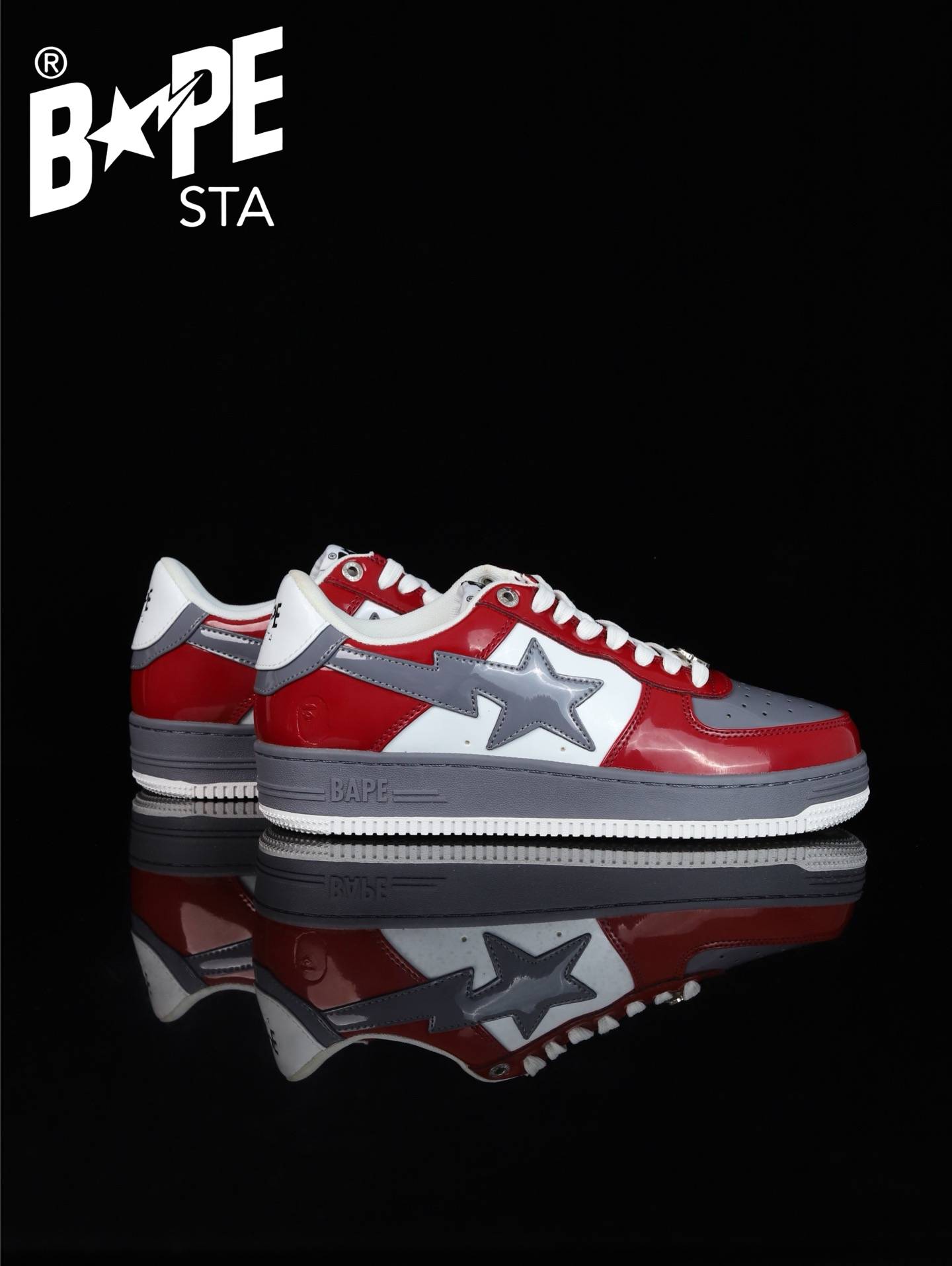 A BATHING-APE Classic Lacquer Leather Splicing Fashion Board Shoes Air Force No.1 Board Shoes Men And Women 22 Color Optio...