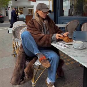 ​​Luxury Faux Fur Coat Women's Long Plush Fox Fur Jacket Oversized Casual Winter Coat With Pockets​​ Women's Casual Length...