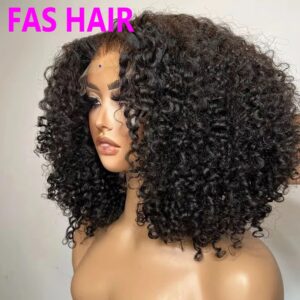 Afro Kinky Curly Bob Wig - 100% Human Hair (Glueless Lace Front, Heat Resistant, 180% Density, European & American Fit)​ -...