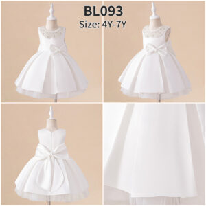 2024 New Girls' Satin Princess Dress - Beaded Neckline Party Gown For Holidays & Performances (6M-4Y, EU Size, White) - Ki...