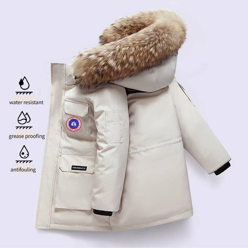 Handsome Goose Children's Down Jacket 08 Expedition Thick Windproof Winter Parka Parent Child Wear Children's Clothing Hoo...
