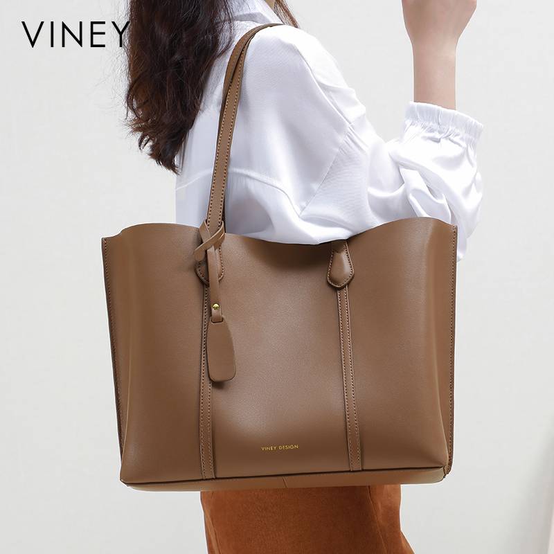 VINEY Big Bag 2025 Women's Bag Spring And Summer New Style Trendy Genuine Leather Tote Bag Large Capacity Commuter Summer ...
